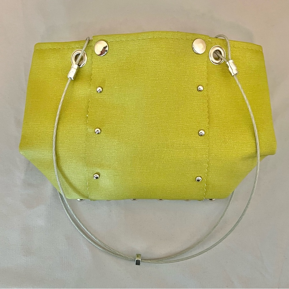 NEW Handmade Yellow Green Studded Hardware Bag